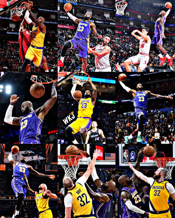 詹姆斯41岁仍保持巅峰扣篮能力 成历史第一